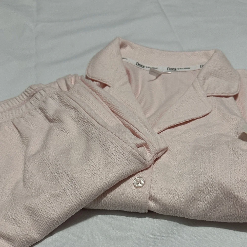 FLORA BY FLORA NIKROOZ Pink 2pc Luisa Textured Notch Collar Pajama Set